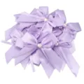 Fiocchi in nastro di raso lavanda con perla a cuore per accessori per capelli fai da te creativi - 10 Pezzi/Confezione / Viola