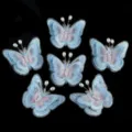 Koreanische Mesh bestickte Perle Schmetterling Haarspange Kleidung Zubehör DIY Basteln - Doppellagige Perle / 56x46mm / Blau