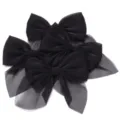 Black chiffon bow hair clips detail shot, elegant layered hair accessories for women and girls. - Length Approx 120mm Width Approx 110-120mm / Black