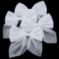 White chiffon sheer bow accessories close up detail view, lightweight craft decorative hair bows. - Length Approx 120mm Width Approx 110-120mm / White