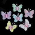 Stoff Stickerei Netto doppelte Schicht Schmetterling Haarnadeln Zubehör Bastelmaterialien - Antennen Schmetterling / 52x42mm / Zufällige Mischfarben