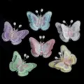 Bunte Netz Schmetterling Applikationen mit Perlen für DIY Haarspangen und Kleidung Accessoires. - Doppellagige Perle / 56x46mm / Zufällige Mischfarben