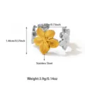 Gedetailleerd overzicht van de roestvrijstalen ring met nauwkeurige afmetingen en bloemdesign. - Meerdere Geometrische Grote Bloem Stijl (25R01232GS)