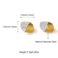 Two-tone stainless steel twist dome earrings, detailed size and weight specification. - Two-Tone Stripe Style (25E01540GS)