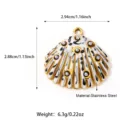 Stainless steel shell pendant with white black enamel and beads DIY jewelry making accessory - Black & White Seashell Style (25N06356G-B)