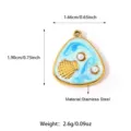 Stainless steel ocean theme pendant DIY jewelry charm with shell and pearl details - Blue Triangle Seashell Style (25N06350G-Blue)
