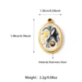 Stainless steel oval pendant charm with dolphin and pearl art design size and weight specs. - Black & White Oval Dolphin Style (25N06351G-B)