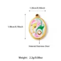 Stainless steel dolphin pearl oval pendant DIY charm for necklace bracelet jewelry making. - Pink Oval Dolphin Style (25N06351G-Pink)