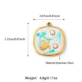 Stainless Steel Sea Turtle Pendant Enamel Pearl DIY Jewelry Charm Accessory Necklace - Green Square Turtle Style (25N06352G-G)