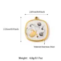 Stainless steel turtle pendant with pearl and marble pattern, DIY jewelry accessory charm. - Black & White Square Turtle Style (25N06352G-B)