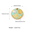 Stainless steel ocean starfish pearl pendant DIY jewelry accessory necklace bracelet 1.86cm - Green Round Starfish Leaf Style (25N06353G-G)