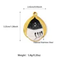 Stainless steel retro pendant with black and white pattern, size 2.42x3.25cm, weight 5.8g. - Black & White Teardrop Style (25N06354G-B)