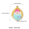 Stainless steel teardrop enamel pendant charm DIY necklace bracelet accessory 2.42x3.25cm - Pink Teardrop Style (25N06354G-Pink)
