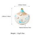 Stainless Steel Shell Pendant DIY Jewelry Accessory with Pearls and Enamel Charm - Blue Shell Fan Style (25N06355G-Blue)