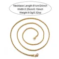 Collana catena corda oro uomo acciaio inossidabile hip hop moda gioielli 61cm lunghezza 9,0g - Oro 61cm