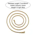 Collana catena corda acciaio inossidabile dorato 71cm lungo 0.25cm largo gioielli hip hop - Oro 71cm