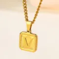 Collana con ciondolo lettera V hip-hop in acciaio inossidabile dorato uomo moda. - Collana Lettera V