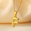 Collar con colgante de letra F de acero inoxidable estilo minimalista chic joya de moda. - Letra F