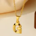 Collar con colgante de letra G en acero inoxidable dorado joya elegante regalo accesorio - Letra G