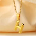 Collar con colgante de letra H de acero inoxidable dorado, elegante joya minimalista. - Letra H