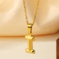 Collar con colgante de letra I de acero inoxidable dorado, joyería de moda - Letra I