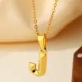Collar con colgante de letra J de acero inoxidable dorado, elegante joya con inicial. - Letra J
