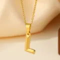 Collar con colgante de letra L en acero inoxidable dorado, joya inicial elegante. - Letra L