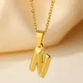 Collar con colgante de letra N en acero inoxidable dorado joyería de moda variante. - Letra N
