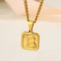 Gold stainless steel letter B pendant necklace for men hip hop square initial chain jewelry - Letter B Necklace