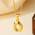 Collar con colgante de letra O de acero inoxidable oro variante de moda elegante - Letra O