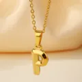 Collar con colgante de letra P de acero inoxidable dorado joyería de moda minimalista - Letra P