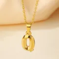 Collar con colgante de letra Q de acero inoxidable dorado, joyería de moda. - Letra Q