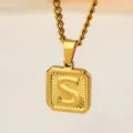 Gold stainless steel letter S pendant necklace, hip hop fashion jewelry for men. - Letter S Necklace