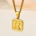 Gold stainless steel letter R pendant necklace hip hop fashion jewelry for men and women - Letter R Necklace