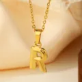 Collar con Colgante de Letra R de Acero Inoxidable Dorado, Elegante Joya de Alfabeto. - Letra R