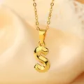 Collar con colgante de letra S de acero inoxidable dorado, joya de moda. - Letra S