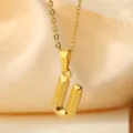 Collar con colgante de letra U de acero inoxidable dorado elegante joya minimalista moda - Letra U