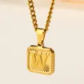 Gold initial W letter pendant necklace for men hip hop stainless steel jewelry item - Letter W Necklace