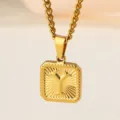 Gold stainless steel initial letter Y pendant necklace for men hip hop jewelry item - Letter Y Necklace