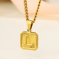 Gold stainless steel letter L pendant necklace men fashion hip hop square jewelry item - Letter L Necklace