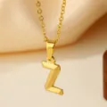 Collar con Colgante de Letra Z en Acero Inoxidable Dorado, Variante Elegante - Letra Z
