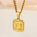 Gold stainless steel letter D pendant necklace for men hip hop Cuban chain jewelry item. - Letter D Necklace