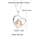 Collana con ciondolo a cuore madre e figlio in acciaio inossidabile con figura in oro rosa - Stile Madre Figlia Cuore (N06088SR) / Argento