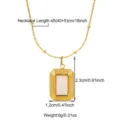 Collana con ciondolo geometrico in acciaio inossidabile vintage con inserto bianco e catena. - Stile Quadrato in Madreperla (N05921G)