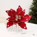 Flor de Poinsettia de Navidad de Terciopelo Rojo con Strass Brillo Decoración Árbol 22cm - 22cm / Burdeos