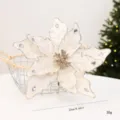 Navidad purpurina flor de pascua rama decoracion artificial para arbol de navidad - 22cm / Crema