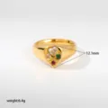 Anillo de sello de acero inoxidable con cristales coloridos, joyería retro elegante. - Estilo Incrustado Corazón Cuadrado Estrella Strass Multicolor (445)