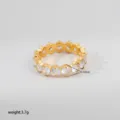 Goldfarbener Edelstahl Zirkon Eternity Ring glänzende funkelnde Zirkonia Damen Schmuck - Größe 7 / Runder Zirkonia Gold