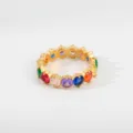 Edelstahl Regenbogen Eternity Ring mit bunten Zirkonia Steinen. Süßes Design Damenschmuck Geschenk. - Runder Zirkonia Gold Gemischter Regenbogen