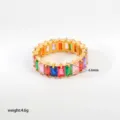 Edelstahl Ring Bunte Zirkonia Süßigkeiten Stil Regenbogen Eternity Ring Damen Schmuck - Baguette-Zirkonia Gold Gemischter Regenbogen